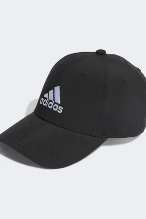 adidas Gorra de béisbol negra y blanca ligera con logo bordado de adidas-Negro