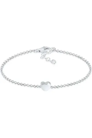 Elli Pulsera plateada con diseño de filigrana y detalle de corazón para mujer de plata de ley 925 de