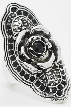 Reclaimed Anillo unisex extragrande con detalle de rosa de
