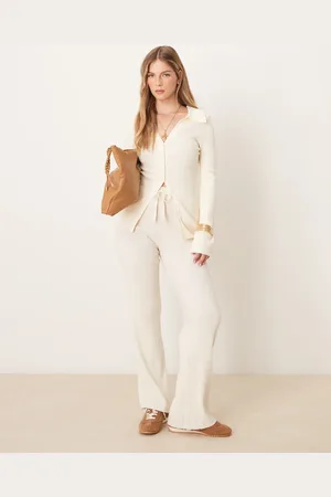 ASOS Cárdigan color con cuello de pico y solapas de canalé de -Blanco