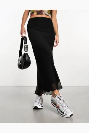 ASOS Falda midi negra de malla de