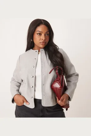 New Look Chaqueta gris sin solapas con botones de New Look Curve