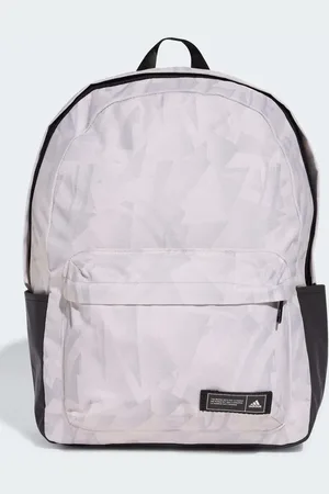 adidas Mochila gris y blanco tiza clásica con estampado gráfico de