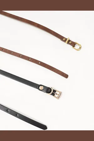 ASOS Pack de 2 cinturones de color negro y tostado estrechos para cintura y cadera de