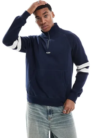 Hollister Sudadera de corte cuadrado con detalle del logo universitario en contraste y cremallera corta de