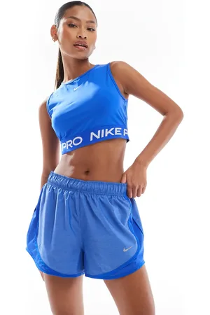 Nike Pantalones cortos de 3" azules de talle medio Dri-FIT Tempo de