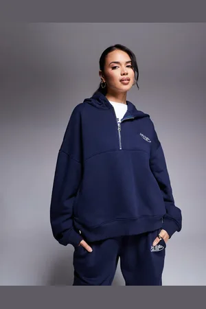 Kaiia Sudadera con capucha, sisas caídas, cremallera de 3/4 y logo bordado Studio de (parte de un conjunto)