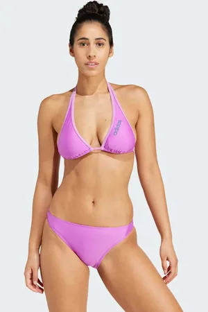 adidas Bikini color estallido morado y morado pálido con tirante anudado al cuello y relleno de adidas