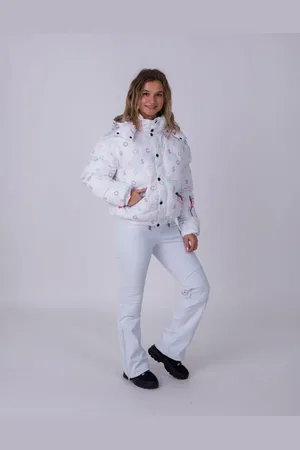 OOSC Chaqueta acolchada blanca con estampado chic de