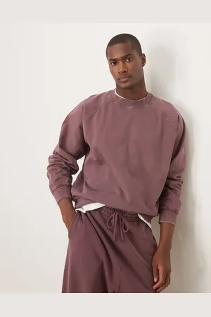 ASOS Sudadera corta burdeos lavado de corte cuadrado con mangas raglán de -Rojo