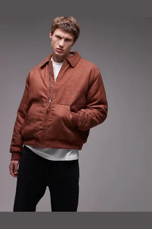 Topman Chaqueta bomber color óxido holgada de pana de -Rojo