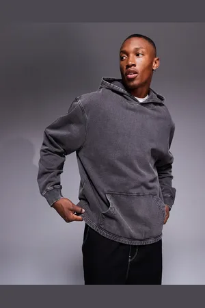 ASOS Sudadera gris lavado extragrande con capucha y detalle de paneles cosidos de