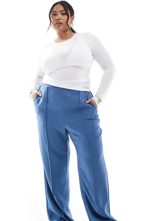 ONLY Pantalones azules de pernera ancha con detalle de costura de