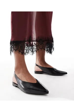 Schuh Zapatos negros planos destalonados Lace de
