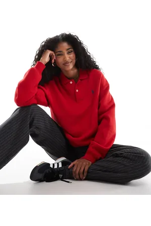 Ralph Lauren Sudadera roja con solapas y logo de -Rojo