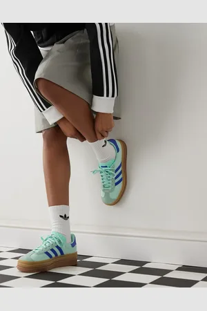 adidas Zapatillas de deporte verde menta y azules con plataforma Gazelle Bold de