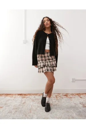 Miss Selfridge Minifalda a cuadros con volante de -Multicolor