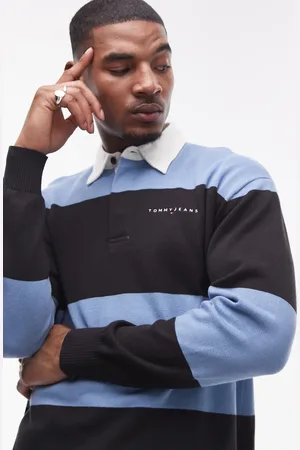 Tommy Hilfiger Jersey azul a rayas holgado de estilo rugby de -Negro