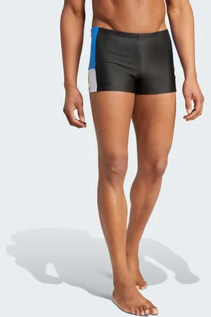 adidas Shorts de baño negros, azul real y blancos de estilo bóxer con diseño color block de