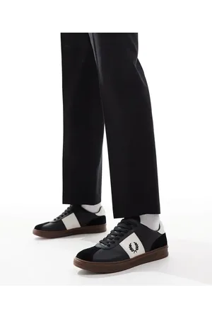 Fred Perry Zapatillas de deporte negras de cuero y ante B4 de