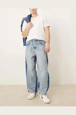 ASOS Vaqueros azul medio holgados y extragrandes con paneles laterales de