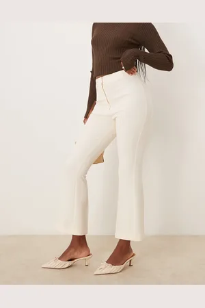 ASOS Pantalones de sastre color crema de corte acampanado de -Blanco