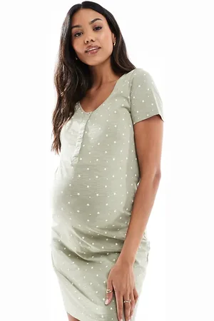 Mama;licious Camisón verde salvia con estampado de estrellas y diseño para lactancia de Mamalicious Maternity
