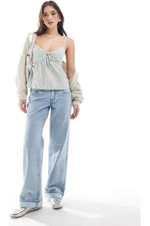 Hollister Vaqueros de talle bajo y corte holgado con lavado claro desgastado de -Azul