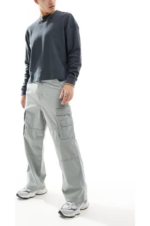 Hollister Pantalones grises holgados de estilo carpintero de