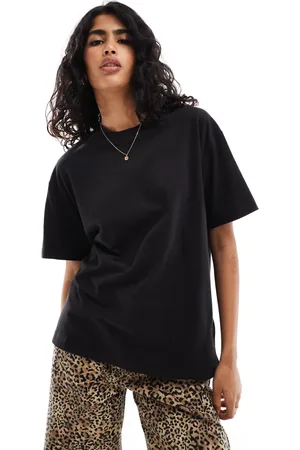 Cotton On Camiseta negra de corte cuadrado extragrande de Cotton On