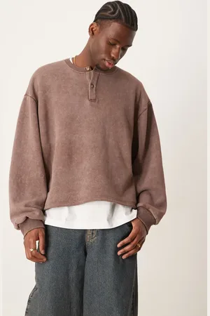 ASOS Jersey lavado de corte cuadrado extragrande con hombros caídos y cuello panadero de
