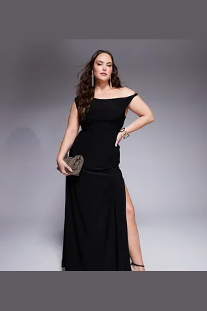 ASOS Vestido largo con detalle retorcido en el hombro y cordones en la espalda de ASOS DESIGN Curve