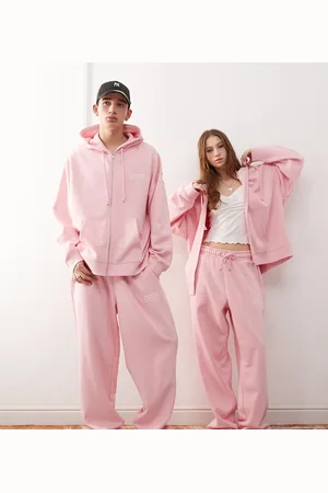 COLLUSION Joggers rosas holgados con estampado "Co-ordinate" de Unisex (parte de un conjunto)
