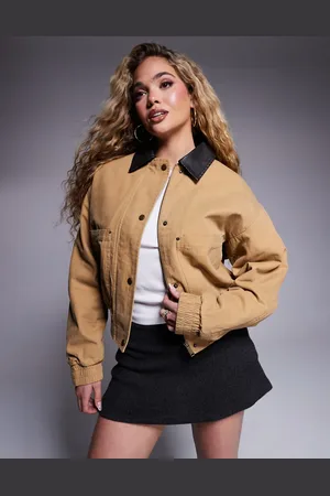 River Island Chaqueta bomber beis de cuero sintético de -Neutro