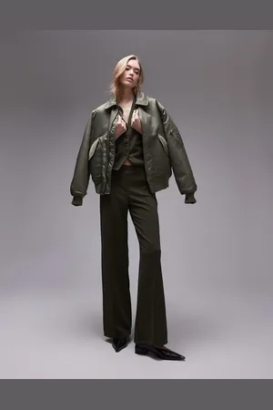 MANGO Pantalones caquis de pernera recta con cinturilla elástica de (parte de un conjunto)-Verde