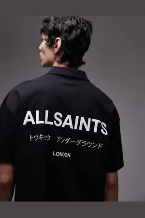 AllSaints Polo negro de manga corta Underground de