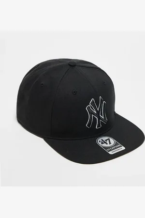 47 Brand Gorra negra ajustada con visera recta y logo de los NY Yankees de