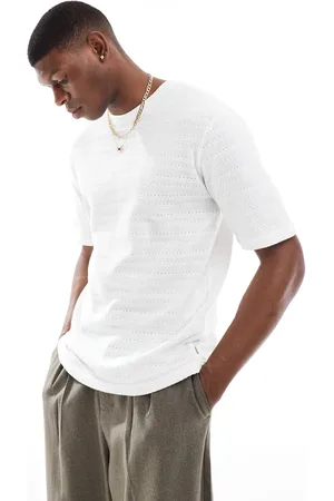 Only & Sons Camiseta blanca de punto texturizado de -Blanco