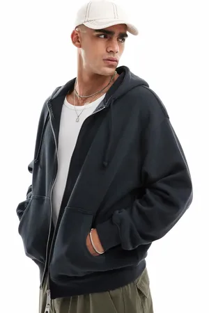 Cotton On Sudadera negra de corte cuadrado con capucha y cremallera de Cotton On-Negro