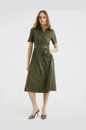 River Island Vestido midi verde de poliuretano de