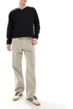 JACK & JONES Vaqueros holgados de estilo carpintero con lavado gris claro Alex de