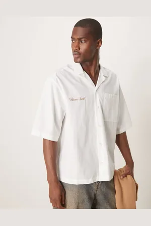 ASOS Camisa blanca de corte cuadrado extragrande con detalle bordado de