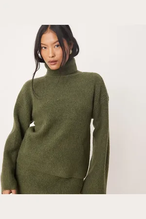 VILA Jersey caqui con cuello vuelto de punto de (parte de un conjunto)-Verde