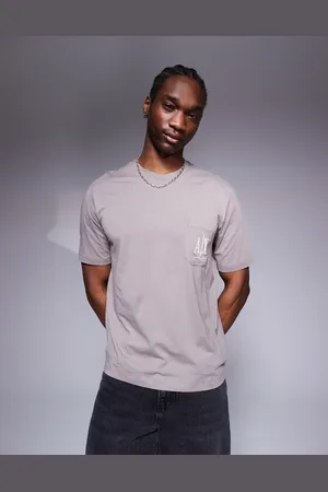 Armani Exchange Camiseta marrón con logo en el bolsillo de