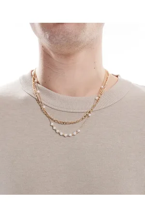 ASOS Pack de 2 collares dorados de cadena con perlas sintéticas de