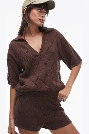 Rhythm Camisa playera chocolate con solapas de punto Islander de (parte de un conjunto)