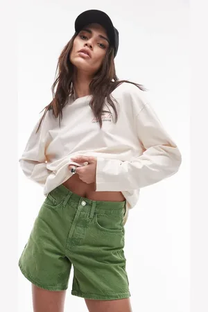 Topshop Pantalones cortos vaqueros verdes Editor de