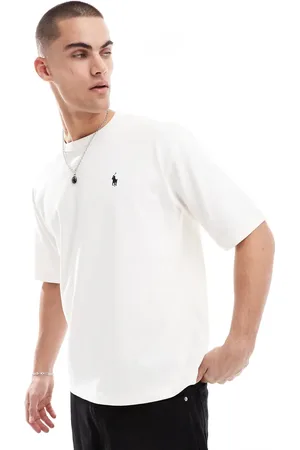 Ralph Lauren Camiseta color holgada con logo de texto estampado en la espalda de tejido grueso de -Blanco