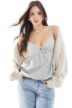 Hollister Top a cuadros vichy estilo babydoll de tirantes de tejido texturizado de