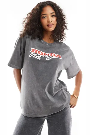 Daisy Street Camiseta gris lavado con estampado "Honda Racing" de